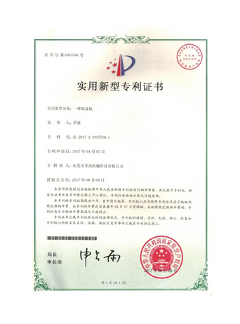 Новый патентный сертификат